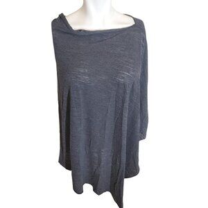 Fenini Slub Jersey Knit Poncho Asymmetric top High Low Top Gray One Size